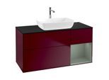Villeroy und Boch Finion Waschtischunterschrank G832GMHB 120cm, Abdeckplatte black matt, Emotion, Regale Olive matt lacquer, Peony Matt