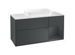 Villeroy und Boch Finion Waschtischunterschrank F301HGHG 120cm, Abdeckplatte white matt, Regal rechts Midnight Blue Matt Lacquer, Midnight Blue Matt Lacquer
