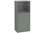 Villeroy und Boch Finion Seitenschrank F500GKGM 41,8x93,6x27cm, links, Regal oben Anthracite Matt, Olive Matt Lacquer