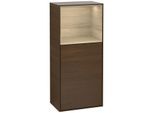 Villeroy und Boch Finion Seitenschrank F500PCGN 41,8x93,6x27cm, links, Regal oben Oak Veneer, Walnut veneer
