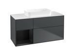 Villeroy und Boch Finion Waschtischunterschrank G701PDHG 120x60,3x50,1cm, Regal rechts Black matt lacquer, Midnight Blue Matt Lacquer