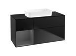 Villeroy und Boch Finion Waschtischunterschrank F702GKPD 120x60,3x50,1cm, Regal links Anthracite matt, Black matt lacquer