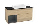 Villeroy und Boch Finion Waschtischunterschrank F702HGPC 120x60,3x50,1cm, Regal links Midnight Blue Matt Lacquer, Oak Veneer