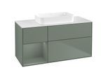 Villeroy und Boch Finion Waschtischunterschrank F701GMGM 120x60,3x50,1cm, Regal links Olive Matt Lacquer, Olive Matt Lacquer