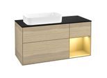 Villeroy und Boch Finion Waschtischunterschrank G692HFPC 120x60,3x50,1cm, Regal rechts Gold matt, Oak Veneer