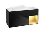 Villeroy und Boch Finion Waschtischunterschrank G691HFPD 120x60,3x50,1cm, Regal rechts Gold matt, Black matt lacquer
