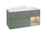 Villeroy und Boch Finion Waschtischunterschrank G691PCGM 120x60,3x50,1cm, Regal rechts Oak Veneer, Olive Matt Lacquer