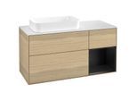 Villeroy und Boch Finion Waschtischunterschrank G691PDPC 120x60,3x50,1cm, Regal rechts Black matt lacquer, Oak Veneer