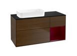 Villeroy und Boch Finion Waschtischunterschrank F692HBGN 120x60,3x50,1cm, Regal rechts Peony, Walnut veneer