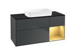 Villeroy und Boch Finion Waschtischunterschrank G712HFHG 120x60,3x50,1cm, Regal rechts Gold matt, Midnight Blue Matt Lacquer