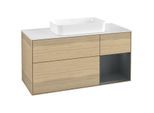 Villeroy und Boch Finion Waschtischunterschrank G711HGPC 120x60,3x50,1cm, Regal rechts Midnight Blue Matt Lacquer, Oak Veneer