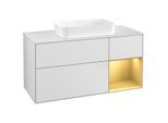 Villeroy und Boch Finion Waschtischunterschrank G711HFMT 120x60,3x50,1cm, Regal rechts Gold matt, White matt lacquer