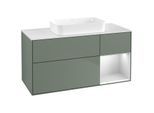 Villeroy und Boch Finion Waschtischunterschrank G711MTGM 120x60,3x50,1cm, Regal rechts White matt lacquer, Olive Matt Lacquer