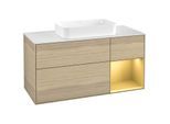 Villeroy und Boch Finion Waschtischunterschrank G711HFPC 120x60,3x50,1cm, Regal rechts Gold matt, Oak Veneer