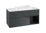 Villeroy und Boch Finion Waschtischunterschrank G711PDHG 120x60,3x50,1cm, Regal rechts Black matt lacquer, Midnight Blue Matt Lacquer