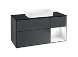 Villeroy und Boch Finion Waschtischunterschrank F712GFHG 120x60,3x50,1cm, Regal rechts Glossy white lacquer, Midnight Blue Matt Lacquer