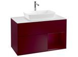 Villeroy und Boch Finion Waschtischunterschrank F781HBHB 100cm, Abdeckplatte white matt, Regale Peony matt lacquer, Peony Matt