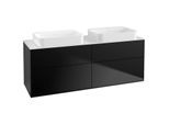 Villeroy und Boch Finion Waschtischunterschrank G72100PD 160x60,3x50,1cm, Glass White Matt, Black matt lacquer