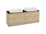 Villeroy und Boch Finion Waschtischunterschrank G72200PC 160x60,3x50,1cm, Glass Black Matt, Oak Veneer