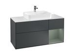 Villeroy und Boch Finion Waschtischunterschrank F421GMHG 120cm, Abdeckplatte white matt, Regal rechts Olive Matt Lacquer, Midnight Blue Matt Lacquer