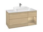 Villeroy und Boch Finion Waschtischunterschrank F421PCPC 120cm, Abdeckplatte white matt, Regal rechts Oak Veneer, Oak Veneer