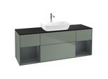Villeroy und Boch Finion Waschtischunterschrank F862HGGM 160cm, Abdeckplatte black matt, Regale Midnight matt lacquer, Olive Matt Lacquer