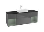 Villeroy und Boch Finion Waschtischunterschrank F862GMGK 160cm, Abdeckplatte black matt, Regale Olive matt lacquer, Anthracite matt