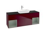 Villeroy und Boch Finion Waschtischunterschrank F862GMHB 160cm, Abdeckplatte black matt, Regale Olive matt lacquer, Peony Matt