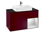 Villeroy und Boch Finion Waschtischunterschrank G372MTHB 100cm, Abdeckplatte black matt, Emotion, Regal rechts White matt lacquer, Peony Matt