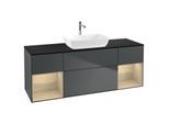 Villeroy und Boch Finion Waschtischunterschrank G862PCHG 160cm, Abdeckplatte black matt, Emotion, Regale Oak Veneer, Midnight Blue Matt Lacquer
