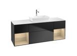 Villeroy und Boch Finion Waschtischunterschrank G861PCPD 160cm, Abdeckplatte white matt, Emotion, Regale Oak Veneer, Black matt lacquer