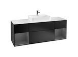 Villeroy und Boch Finion Waschtischunterschrank G451GKPD 160cm, Abdeckplatte white matt, Emotion, Regale Anthracite matt lacquer, Black matt lacquer