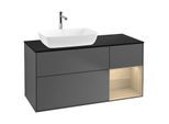 Villeroy und Boch Finion Waschtischunterschrank G812PCGK 120cm, Abdeckplatte black matt, Emotion, Regale Oak Veneer, Anthracite matt