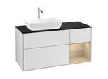 Villeroy und Boch Finion Waschtischunterschrank G812PCMT 120cm, Abdeckplatte black matt, Emotion, Regale Oak Veneer, White matt lacquer