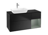 Villeroy und Boch Finion Waschtischunterschrank F812GMPD 120cm, Abdeckplatte black matt, Regale Olive matt lacquer, Black matt lacquer