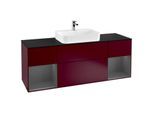 Villeroy und Boch Finion Waschtischunterschrank G452GKHB 160cm, Abdeckplatte black matt, Emotion, Regale Anthracite matt lacquer, Peony Matt