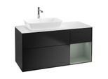 Villeroy und Boch Finion Waschtischunterschrank F811GMPD 120cm, Abdeckplatte white matt, Regale Olive matt lacquer, Black matt lacquer