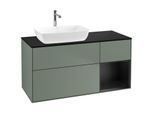 Villeroy und Boch Finion Waschtischunterschrank F812PDGM 120cm, Abdeckplatte black matt, Regale Black matt lacquer, Olive Matt Lacquer