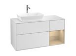 Villeroy und Boch Finion Waschtischunterschrank F811PCMT 120cm, Abdeckplatte white matt, Regale Oak Veneer, White matt lacquer