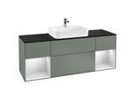 Villeroy und Boch Finion Waschtischunterschrank G452MTGM 160cm, Abdeckplatte black matt, Emotion, Regale White matt lacquer, Olive Matt Lacquer