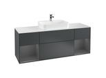Villeroy und Boch Finion Waschtischunterschrank F451GKHG 160x60,3cm, Abdeckplatte white matt, Regale Anthracite matt lacquer, Midnight Blue Matt Lacquer