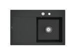 Villeroy und Boch Subway Style 45 Einbauspüle 334702R7 rechts, mit Ablaufgarnitur, Excenterbetätigung, pure black, 78 x 51 cm