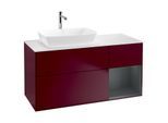 Villeroy und Boch Finion Waschtischunterschrank G811HGHB 120cm, Abdeckplatte white matt, Emotion, Regale Midnight matt lacquer, Peony Matt