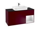 Villeroy und Boch Finion Waschtischunterschrank G422MTHB 120cm, Abdeckplatte black matt, Emotion, Regal rechts White matt, Peony Matt