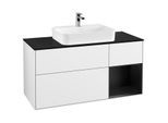 Villeroy und Boch Finion Waschtischunterschrank G422PDGF 120cm, Abdeckplatte black matt, Emotion, Regal rechts Black matt, Glossy white lacquer