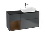 Villeroy und Boch Finion Waschtischunterschrank F802GNHG 120cm, Abdeckplatte black matt, Regale Walnut Veneer, Midnight Blue Matt Lacquer