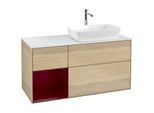 Villeroy und Boch Finion Waschtischunterschrank F801HBPC 120cm, Abdeckplatte white matt, Regale Peony matt lacquer, Oak Veneer