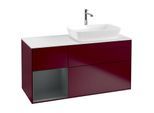 Villeroy und Boch Finion Waschtischunterschrank F801HGHB 120cm, Abdeckplatte white matt, Regale Midnight matt lacquer, Peony Matt