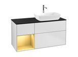 Villeroy und Boch Finion Waschtischunterschrank G802HFMT 120cm, Abdeckplatte black matt, Emotion, Regale Gold matt lacquer, White matt lacquer