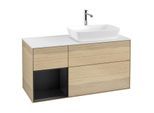 Villeroy und Boch Finion Waschtischunterschrank G801PDPC 120cm, Abdeckplatte white matt, Emotion, Regale Black matt lacquer, Oak Veneer